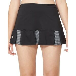 Cross Court Tennis Skirt Black w/ Herringbone Pleats NWT Sz L